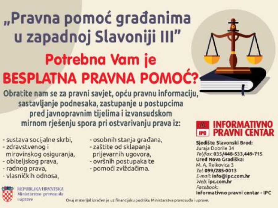 Besplatna pravna pomoć u Požegi 3. srpnja 2025.