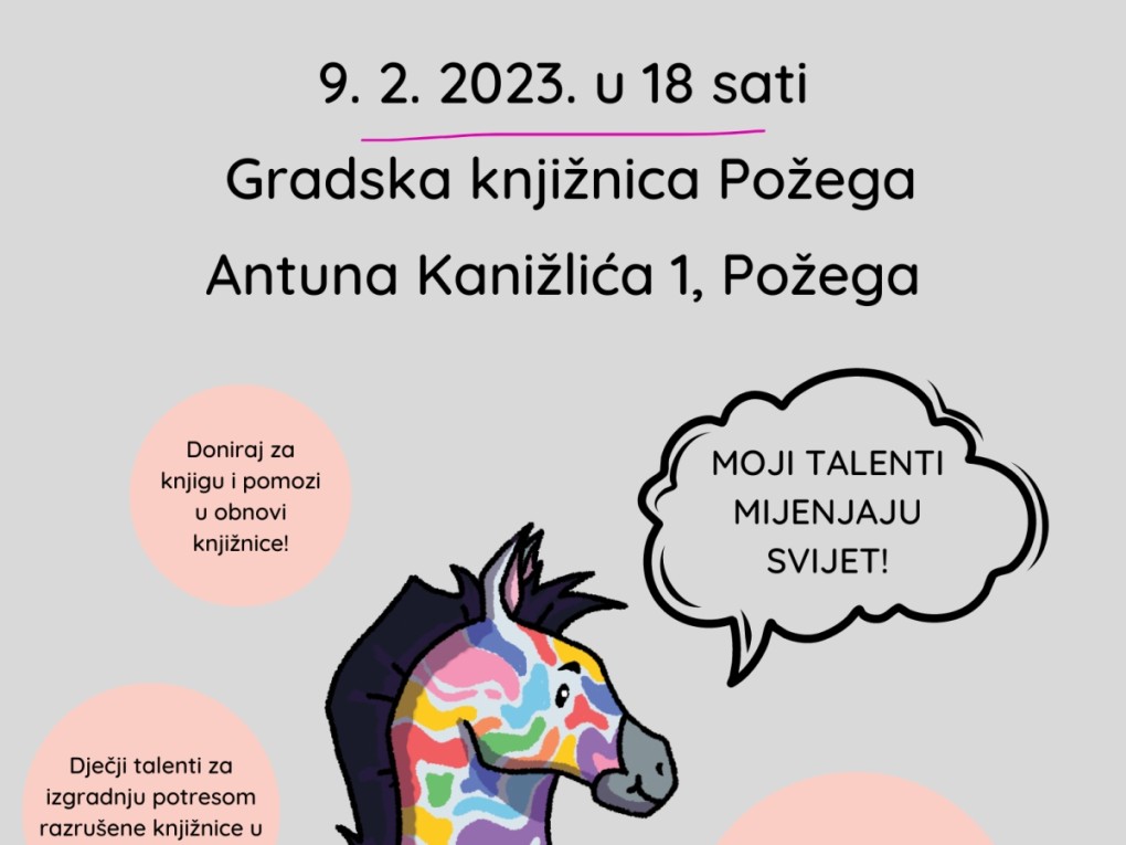 Gradska knjižnica Požega poziva sugrađane na predstavljanje humanitarne knjige MALI ALI VELIKI
