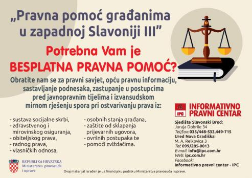 Besplatna pravna pomoć u Požegi 13. veljače 2025.