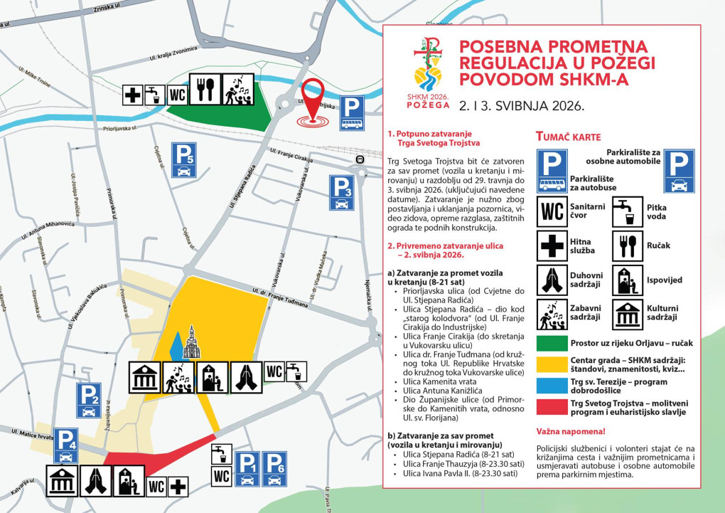 VELIKI SUSRET MLADIH Posebna prometna regulacija u Požegi povodom SHKM-a