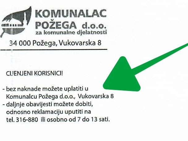 Račune bez naknade platite na blagajni Komunalca