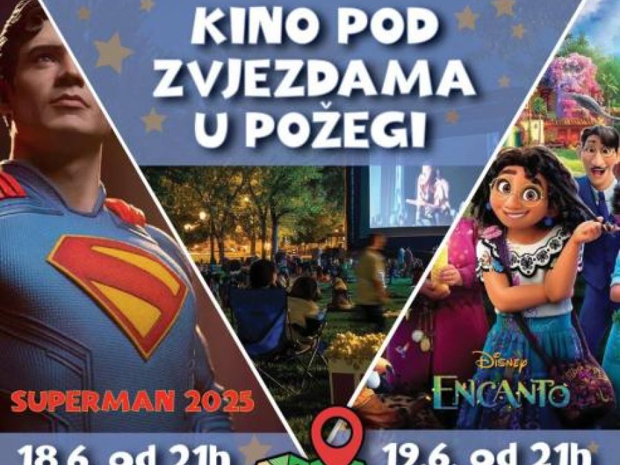 KINO POD ZVIJEZDAMA Superman i Encanto stižu u Požegu – očekuju vas dvije besplatne filmske večeri na livadi uz Orljavu