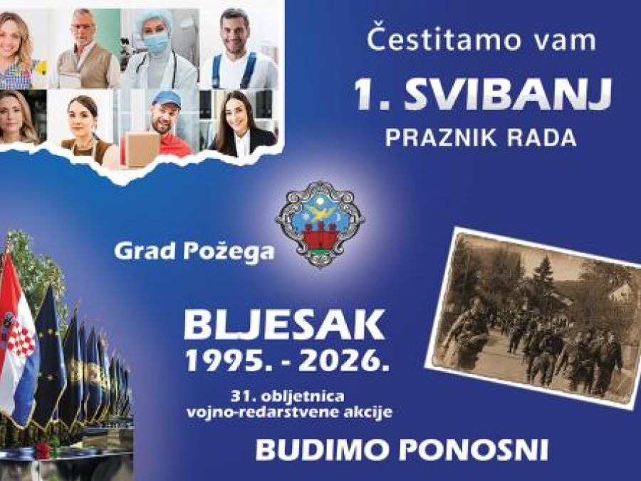 UZ BLJESAK I PRAZNIK RADA Gradonačelnik Miličević uputio čestitku Požežankama i Požežanima